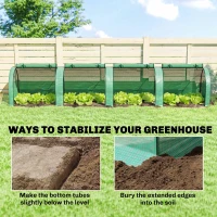Outsunny Mini Greenhouse, Portable Greenhouse with 4 Roll-Up Doors, PE Cover, 177.2" x 39.4" x 31.5", Green(m-7)