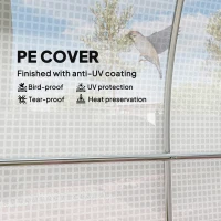 Outsunny Hoop House Greenhouse, Walk-in Tunnel Greenhouse with 2 Support Rods, Zippered Roll-up Mesh Door, 14.6'x6.5'x6.6', White(m-5)
