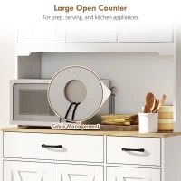 HOMCOM Tall Kitchen Pantry, 6 Doors, 2 Drawers, Adjustable Shelves & Worktop, Rustic Storage Cabinet for Living Room White(m-5)