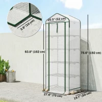 Outsunny Mini Greenhouse with Screen Roof, Portable Small Greenhouse with Roll-Up Zipper Door, 27.6" x 19.7" x 75.6", White(m-3)