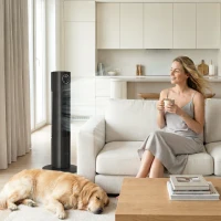 HOMCOM 28dB Tower Fan with 12 Speeds and 4 Modes, Standing Floor Fan with 80° Oscillating, 12H Timer, Black(m-8)