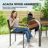 Outsunny Outdoor Dining Set for 4, Patio Table and Chairs Set with 59" Rectangle Acacia Wood Table and 352 LBS Stackable Chairs(m-7)