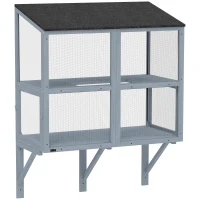 PawHut Catio Outdoor Cat Enclosure Wall-Mounted 2-Level Outdoor Cat House with Waterproof Roof 39.4" Grey(m-11)