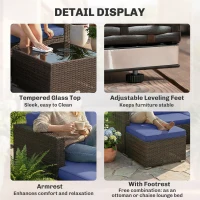 Outsunny 3 Pieces Patio Furniture Set with Cushions, Outdoor PE Rattan Wicker Conversation Corner Sofa Set with Glass Top Table(m-6)