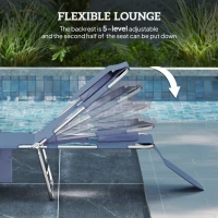 Outsunny Tanning Chair with Face Hole, 5-Level Adjustable Outdoor Chaise Lounge Chair with Pillow for Beach, Pool, Gray(m-4)