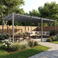 Outsunny 10' x 19' Louvered Pergola with UPF50+ Adjustable Roof and Aluminum Frame, Outdoor Pergola Gazebo, Dark Grey(m-7)