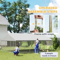 PawHut Galvanized Steel Outdoor Dog Kennel with Roof, Safety Locks, for Backyard, 19.7' x 14.8' x 7.9'(m-4)