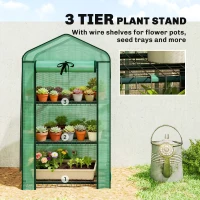 Outsunny Mini Greenhouse with Screen Roof, Portable Small Greenhouse with Roll-Up Zipper Door, 27.6" x 19.7" x 50", Green(m-6)