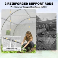 Outsunny Walk-in Tunnel Greenhouse with 2 Support Rods, Mesh Door, Plant Hot House with PE Cover, 20'x10'x7', White(m-4)