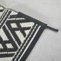 Outsunny Reversible Outdoor Rug Waterproof Plastic Straw RV Rug with Carry Bag, 8' x 10', Grey and Cream White Boho(m-12)