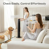 HOMCOM 28dB Tower Fan with 12 Speeds and 4 Modes, Standing Floor Fan with 80° Oscillating, 12H Timer, Black(m-9)