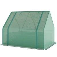 Outsunny 4 x 3 x 1ft Raised Garden Bed with Mini Greenhouse, Galvanized Raised Garden Bed with Cover, Green and Dark Gray(m-1)