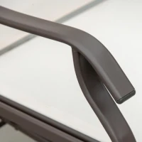 Outsunny Double Patio Glider Chair with Glass Top Center Table, Outdoor Glider Loveseat with High Back,  All Weather Breathable Mesh Fabric for Garden, Backyard, Deck, Beige(m-12)