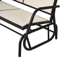 Outsunny Outdoor Glider Bench, 2 Person Patio Glider Chair, Gliding Outdoor Garden Loveseat Swing Bench with Breathable Mesh Fabric, Steel Frame for Backyard, Porch, Cream White(m-12)