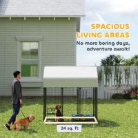 PawHut Outdoor Dog Kennel with Roof, 6' x 4' x 6' Heavy Duty Welded Wire Dog Playpen Enclosure with Escape-proof Lock(m-4)