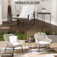 Outsunny 18" Outdoor Side Table with Removable Tray and Folding Legs, Indoor Outdoor for Balcony, Porch, Black(m-7)