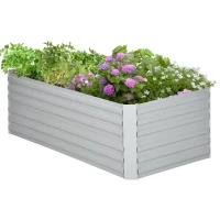Outsunny Galvanized Raised Garden Bed, Steel Outdoor Planters with Reinforced Rods, 71" x 35" x 23", Light Grey(m-2)
