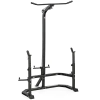 Soozier Multi-Function Home Gym Machine with Bench Press Rack, Squat Rack and Lat Pulldown System, Black(m-11)