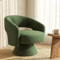 HOMCOM Swivel Barrel Accent Chair, Modern Upholstered Living Room Chair with Thick Padding for Reading, Green(m-8)