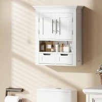 kleankin Bathroom Wall Cabinet, Medicine Cabinet, Toilet Storage Cabinet with Shelf for Living Room and Entryway, White(m-8)