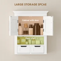 kleankin Bathroom Wall Cabinet, Medicine Cabinet, Toilet Storage Cabinet with Shelf for Living Room and Entryway, White(m-4)