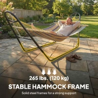 Outsunny Hammock with Stand, Heavy Duty Camping Hammock with Detachable Pillow and Spreader Bar, 264 lbs Capacity, Multicolor(m-7)