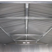 Outsunny 11.2ft x 12.5ft Practical Backyard Garden Storage Tool Shed 4 Ventilation Slots Double Sliding Door, Grey(m-12)