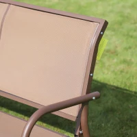 Outsunny Outdoor Glider Bench, 2 Person Patio Glider Chair, Gliding Outdoor Garden Loveseat Swing Bench with Breathable Mesh Fabric, Steel Frame for Backyard, Porch, Coffee Brown(m-12)