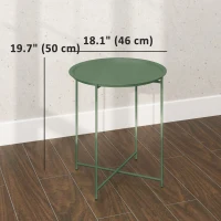 Outsunny 18" Outdoor Side Table with Removable Tray and Folding Legs, Indoor Outdoor for Balcony, Porch, Green(m-3)