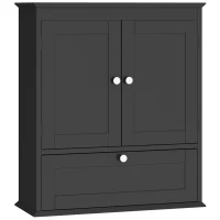 HOMCOM Medicine Cabinet with Adjustable Shelf, Bathroom Wall Cabinet Bathroom Cabinet with Recessed Panels, Black(m-11)