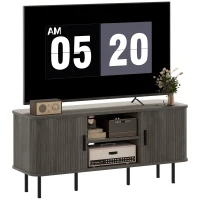HOMCOM TV Stand Cabinet for TVs up to 55 Inches, TV Unit with Storage Shelves and Cabinets for Living Room, Grey(m-11)