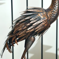 Outsunny Garden Statue Heron Standing Lawn Sculpture Statue Ornament with Stakes for Lawn 12.2"W x 7.1"D x 28"H Silver Tone(m-9)