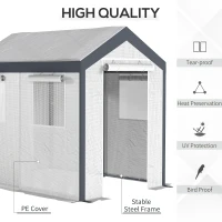 Outsunny 8' x 6' x 7.5' Heavy-duty Walk-in Greenhouse Outdoor Vegetable Plants Growing Warm House Seed Plant Growth Tent Polytunnel Shelter White(m-4)
