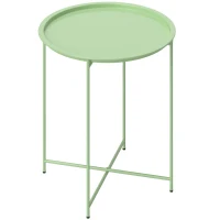 Outsunny 18" Outdoor Side Table with Removable Tray and Folding Legs, Indoor Outdoor for Balcony, Porch, Green(m-2)
