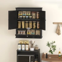 HOMCOM Medicine Cabinet with Adjustable Shelf, Bathroom Wall Cabinet Bathroom Cabinet with Recessed Panels, Black(m-9)