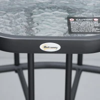 Outsunny Double Patio Glider Chair with Glass Top Center Table, Outdoor Glider Loveseat with High Back,  All Weather Breathable Mesh Fabric for Garden, Backyard, Deck, Black(m-13)