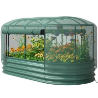 Outsunny Galvanized Raised Garden Bed Kit with Self Watering System, Oval Outdoor Planter Garden Boxes, 6x3ft, Green(m-1)