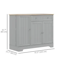 HOMCOM Modern Sideboard Cabinet, 41" Kitchen Buffet Cabinet with Drawer, Adjustable Shelf, 3 Doors for Dining Room, Grey(m-3)