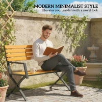 Outsunny Outdoor Garden Bench, Patio Bench with Backrest and Armrests, 2-Person Garden Seating(m-4)