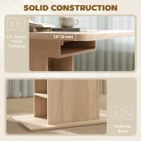 HOMCOM Extendable Dining Table for 4-6 People, 43.3"-51.2" Kitchen Table with 6 Open Shelves, Natural Wood(m-9)