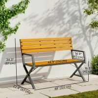 Outsunny Outdoor Garden Bench, Patio Bench with Backrest and Armrests, 2-Person Garden Seating(m-3)