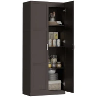 HOMCOM Farmhouse Pantry Cabinet, 71" Tall Kitchen Pantry Storage Cabinet with Soft-Close Hinges, Adjustable Shelves, Dark Brown(m-1)