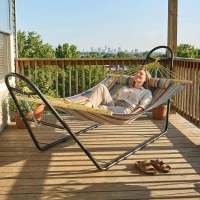 Outsunny Hammock with Stand, Heavy Duty Camping Hammock with Detachable Pillow and Spreader Bar, 264 lbs Capacity, Multicolor(m-8)