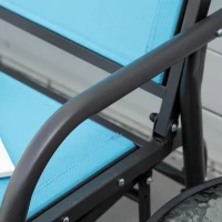 Outsunny Outdoor Glider Bench, 2 Person Patio Glider Chair, Gliding Outdoor Garden Loveseat Swing Bench with Breathable Mesh Fabric, Steel Frame for Backyard, Porch, Blue(m-13)