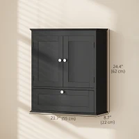 HOMCOM Medicine Cabinet with Adjustable Shelf, Bathroom Wall Cabinet Bathroom Cabinet with Recessed Panels, Black(m-3)