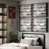 HOMCOM 5-Tier Display Cabinet, Shot Glass Display Case, Glass Curio Cabinet with 2 Glass Doors and 4 Adjustable Shelves, Black(m-1)