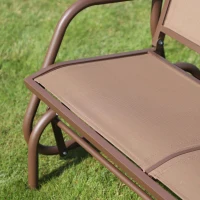 Outsunny Outdoor Glider Bench, 2 Person Patio Glider Chair, Gliding Outdoor Garden Loveseat Swing Bench with Breathable Mesh Fabric, Steel Frame for Backyard, Porch, Coffee Brown(m-11)