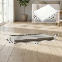 PawHut Pee Pad Holder Foldable Dog Litter Box with 3 Disposable Pads, 33.9" x 24.4", Gray(m-3)