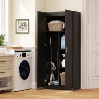 HOMCOM Farmhouse Pantry Cabinet, 71" Tall Kitchen Pantry Storage Cabinet with Soft-Close Hinges, Adjustable Shelves, Dark Brown(m-8)