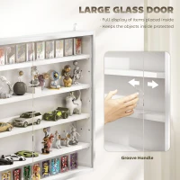 HOMCOM 5-Tier Display Cabinet, Shot Glass Display Case, Glass Curio Cabinet with 2 Glass Doors and 4 Adjustable Shelves, White(m-5)